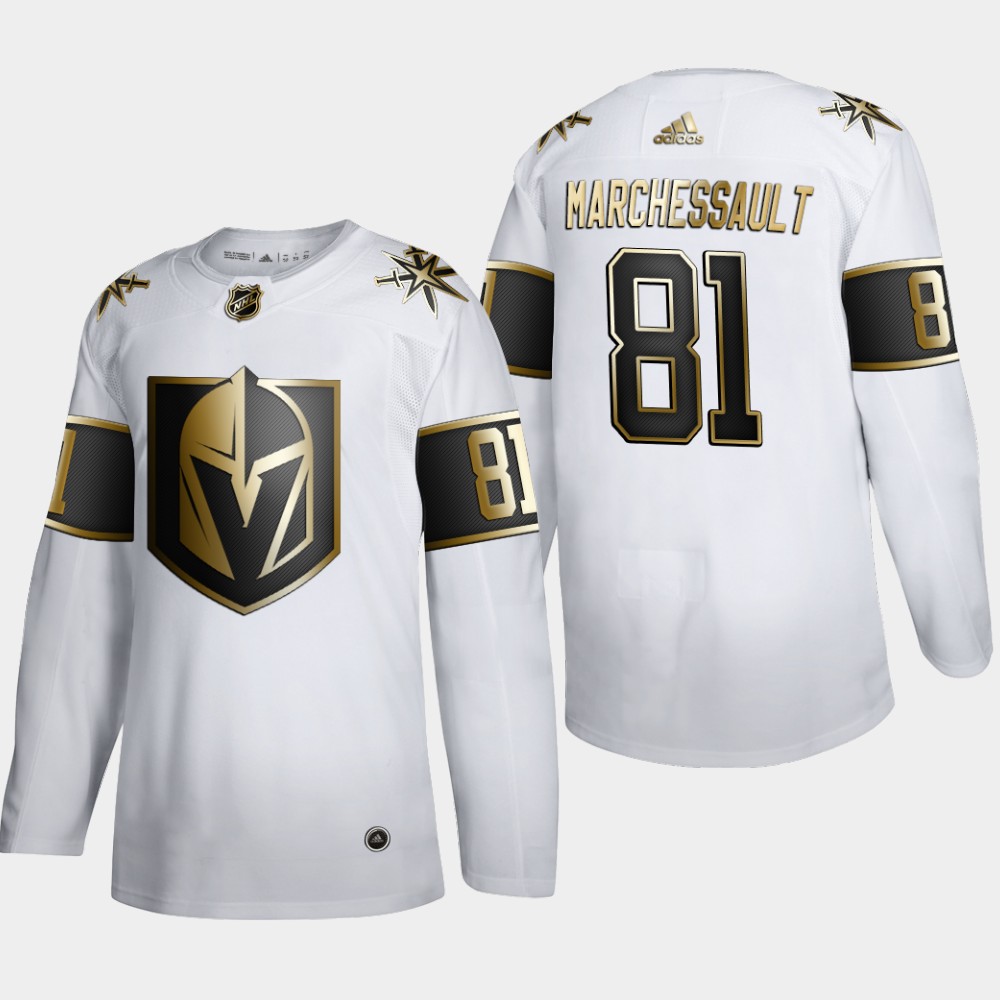 Men Vegas Golden Knights #81 Jonathan Marchessault Adidas White Golden Edition Limited Stitched NHL Jersey